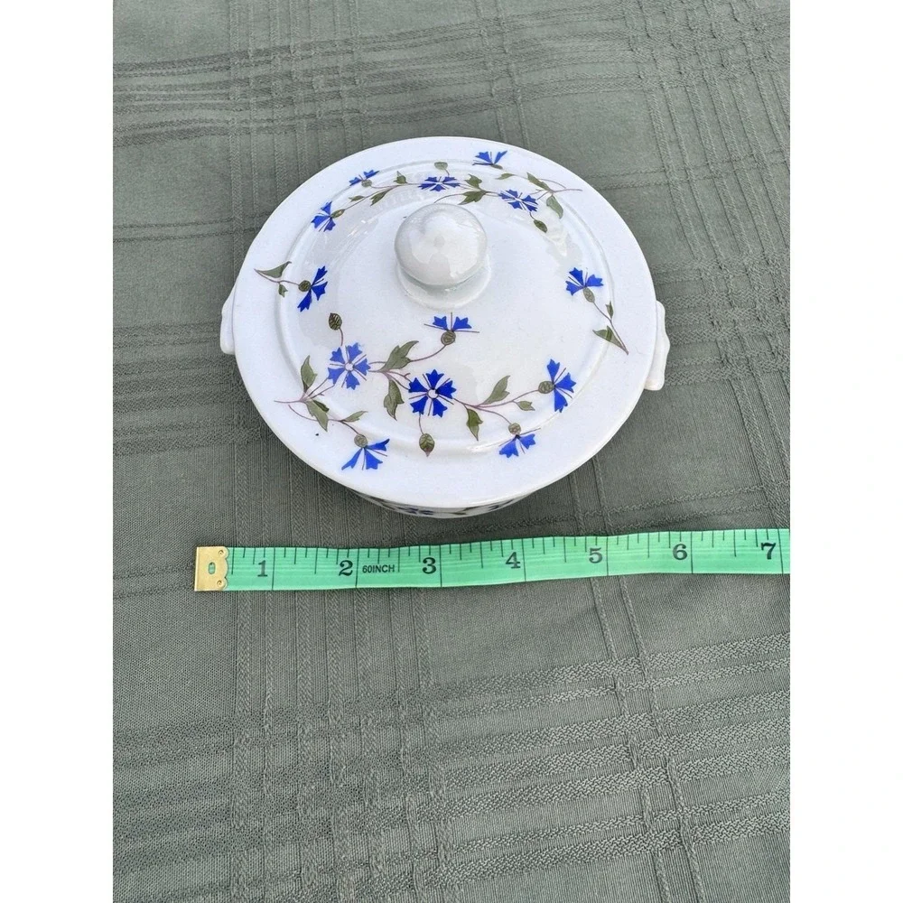 Apilco BIA Cordon Bleu French Sugar Bowl Frieda  Blue Cornflower VTG France